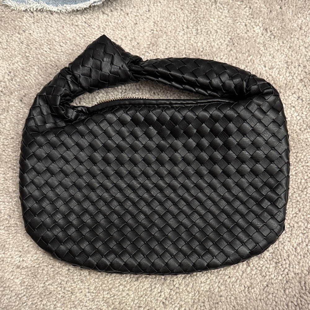 Anthropologie Melie Bianco Black Woven Handbag